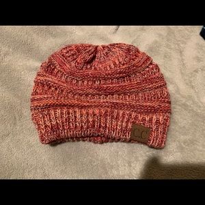 C.C 4 tone mix beanie- coral, burgundy, beige, red